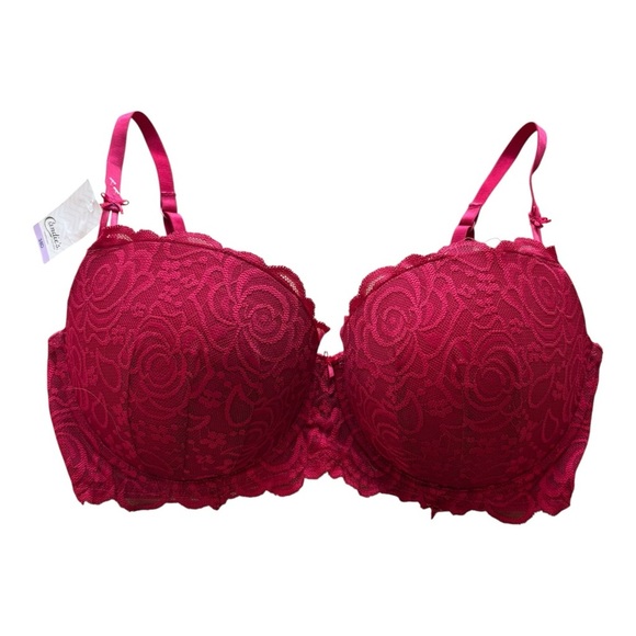 NEW Candies Women's 38 D Red Lace Adjustable Strap Padded Underwire Pushup Bra - Picture 1 of 9